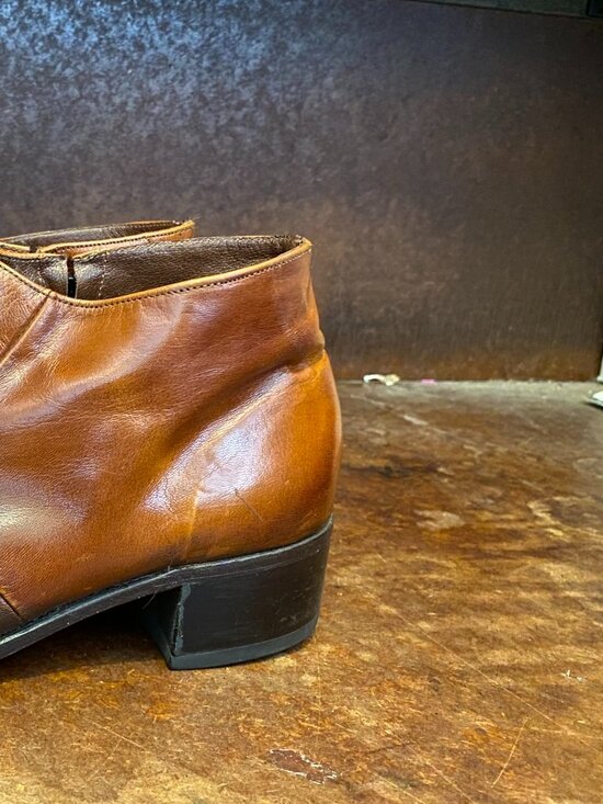Vintage 1970s Men\'s FLORSHEIM Beatles Brown Leather Side Zipper Ankle Boots main image 9